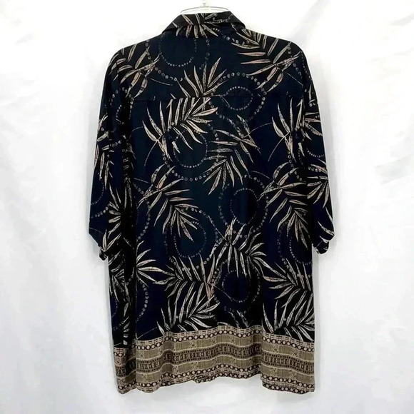 Puritan Men’s Tropical Shirt XL Black Tan Palm Leaves Short Sleeve Button Down - Picture 7 of 8